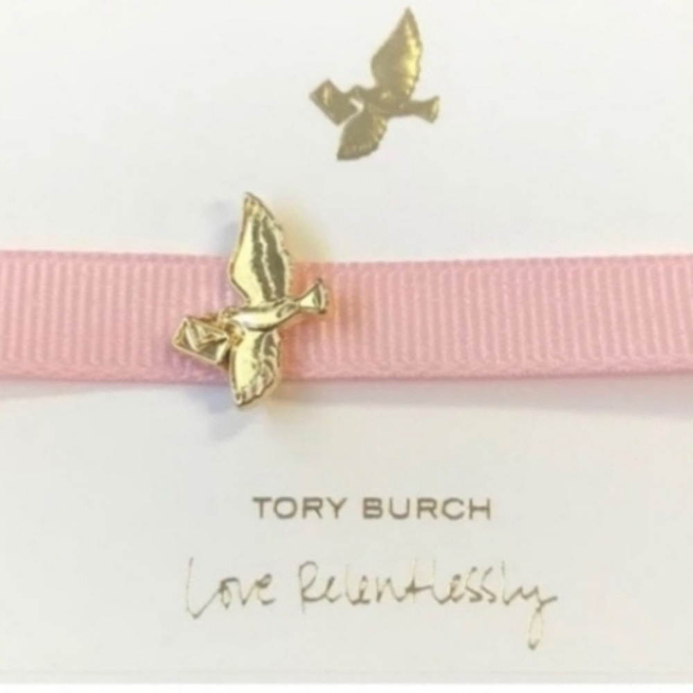 3 Tory Burch Gold and Pink Dove Charm Bracelets NWOT